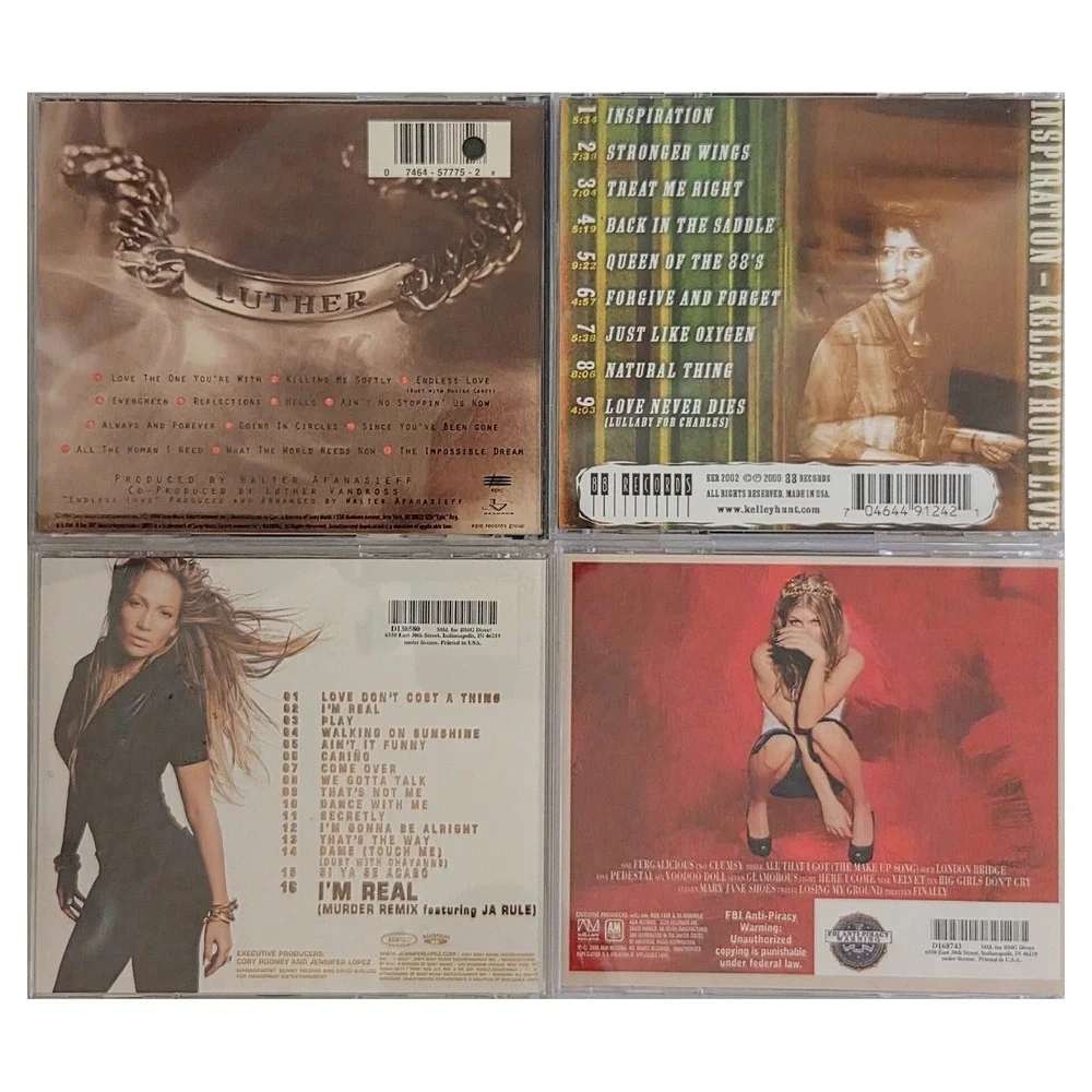 LOT 4 CD Songs Luther Vandross J.Lo Jennifer Lopez Dutchess Fergie Kelley Hunt